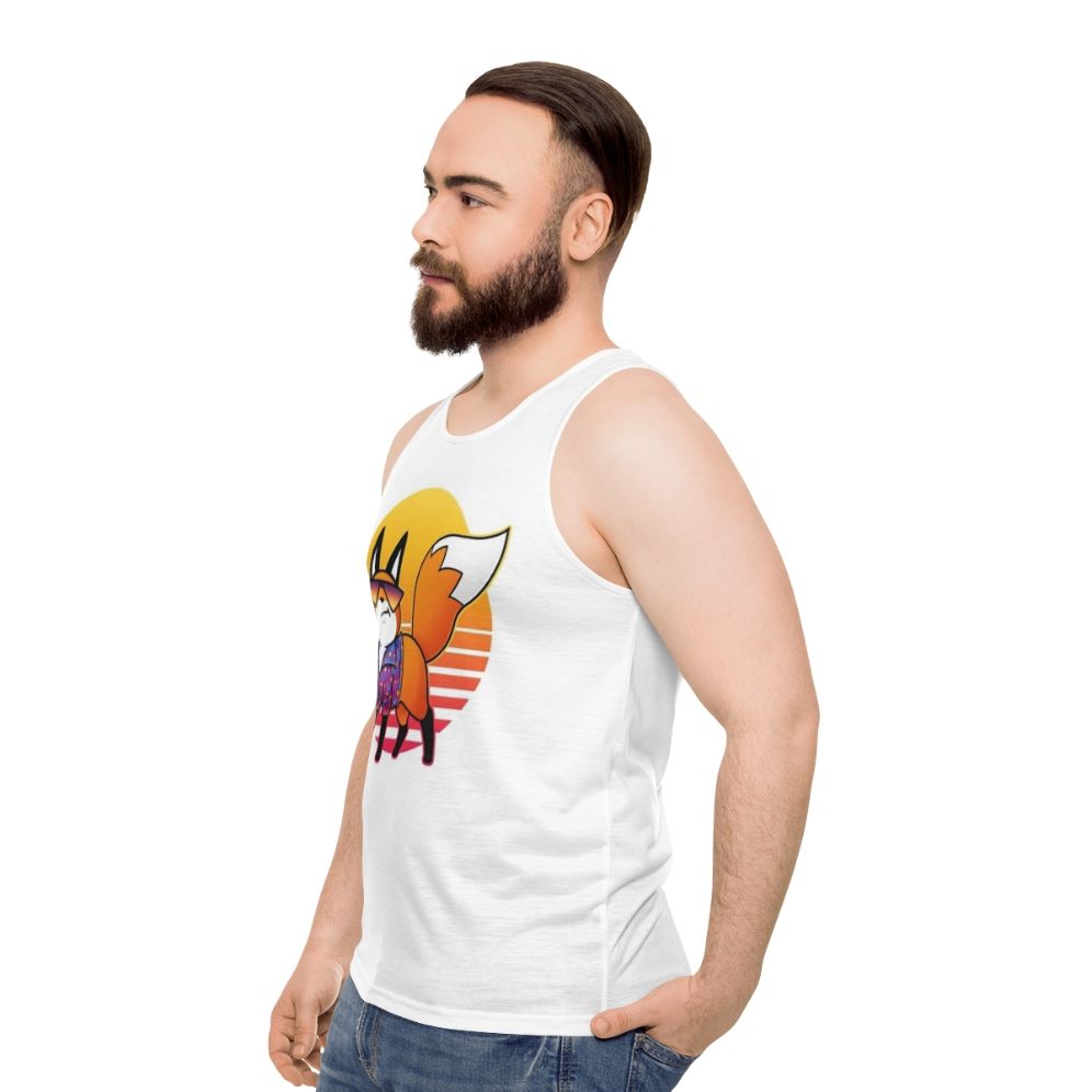 Vaporwave Cute Fox Unisex Tank Top - men side