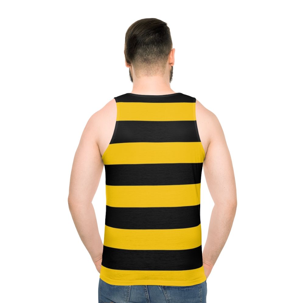 Unisex tank top with black and yellow bee design - men back