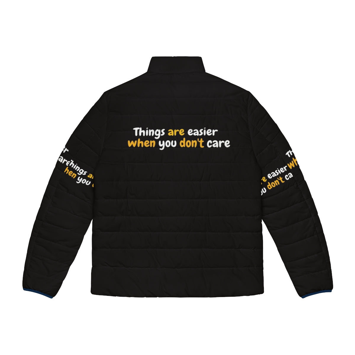 "Sex Education" Puffer Jacket featuring a quote from the Netflix series - Back