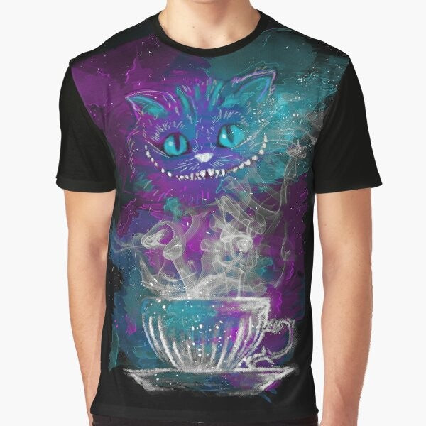 Cheshire Cat Wonderland Tea Cup Galaxy T-Shirt