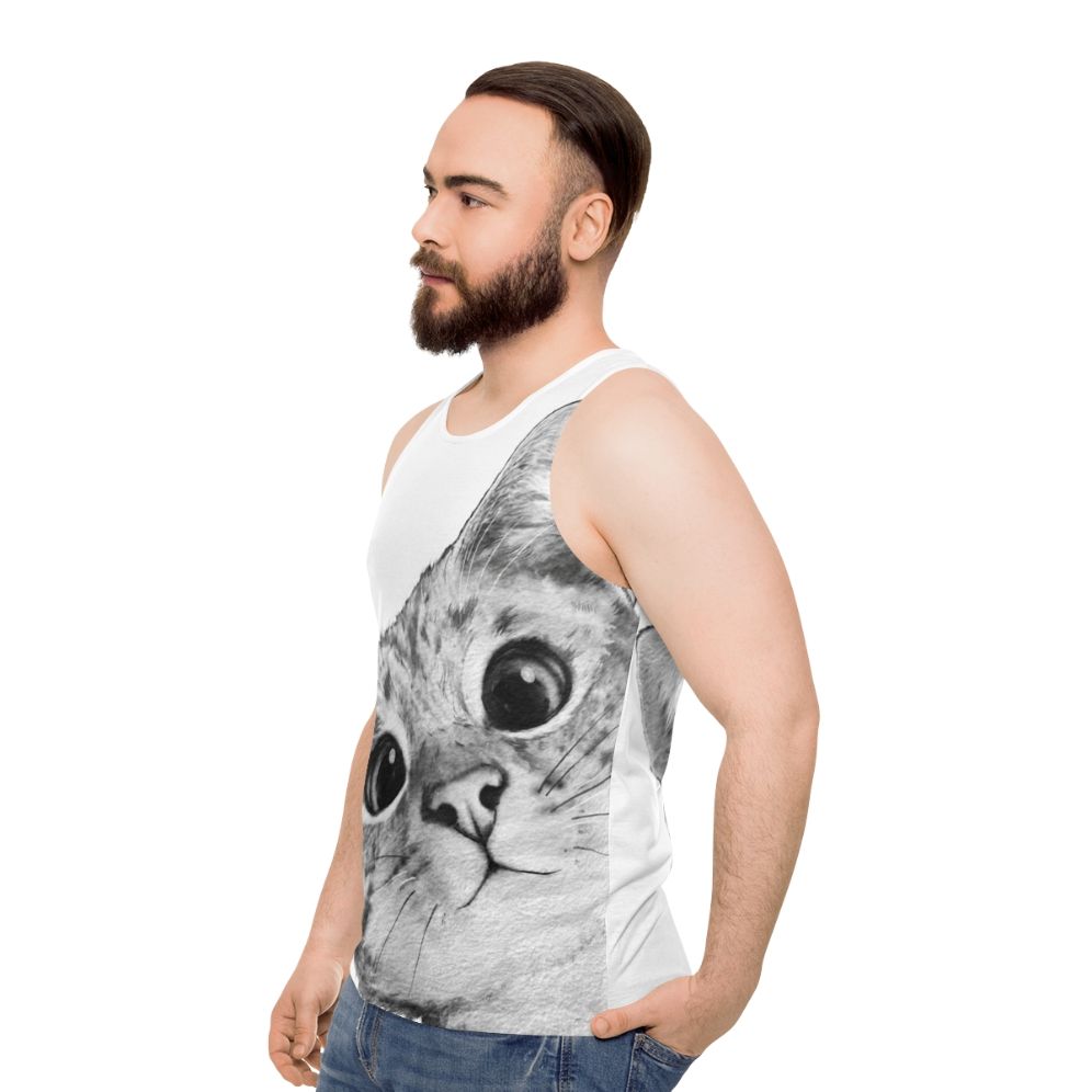 Sneaky Cat Unisex Tank Top - men side