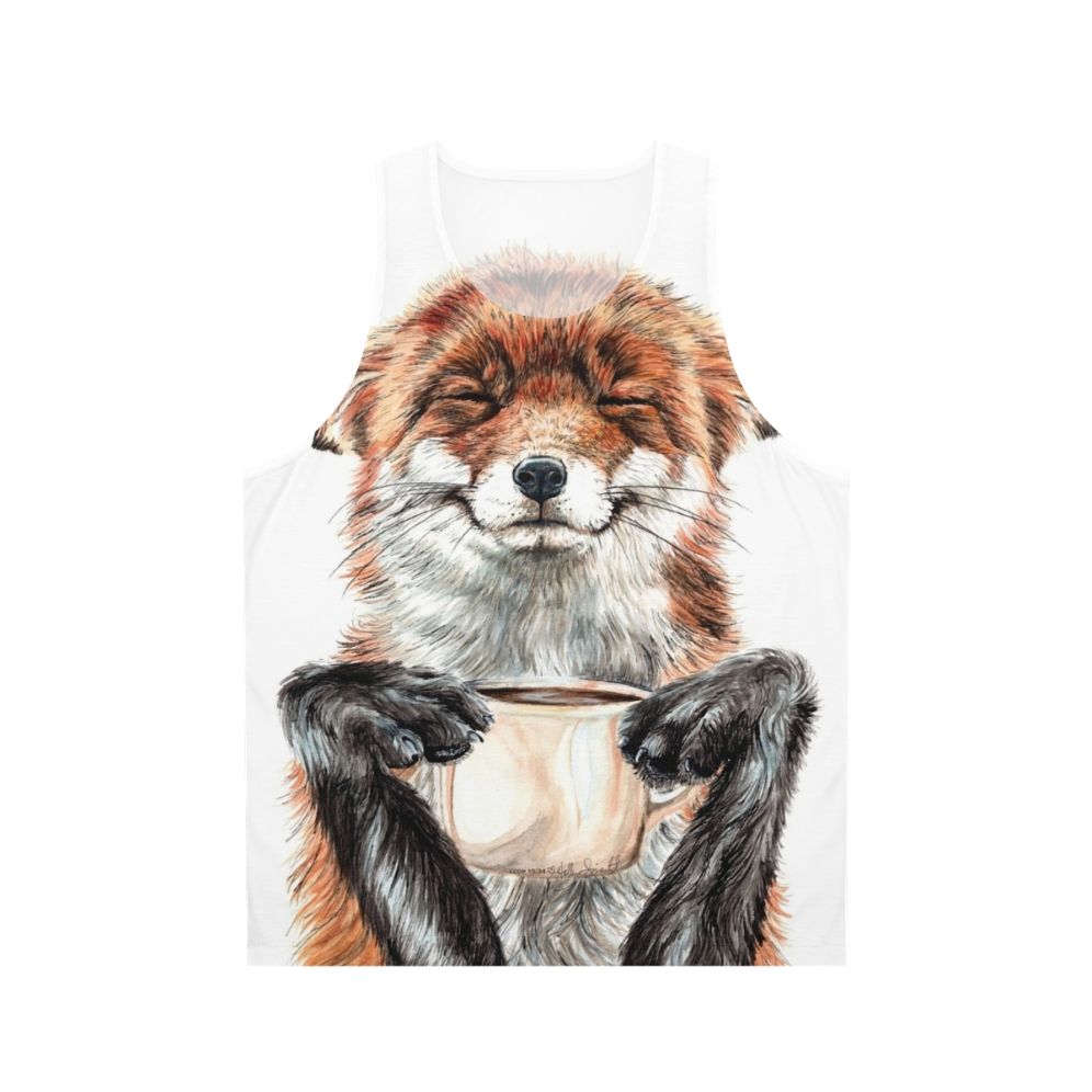 Cute Morning Coffee Fox Unisex Tank Top