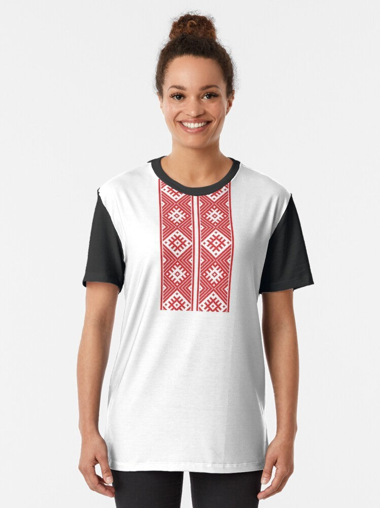 Belarusian ornament "Symbol of Jaryla" graphic t-shirt - Women