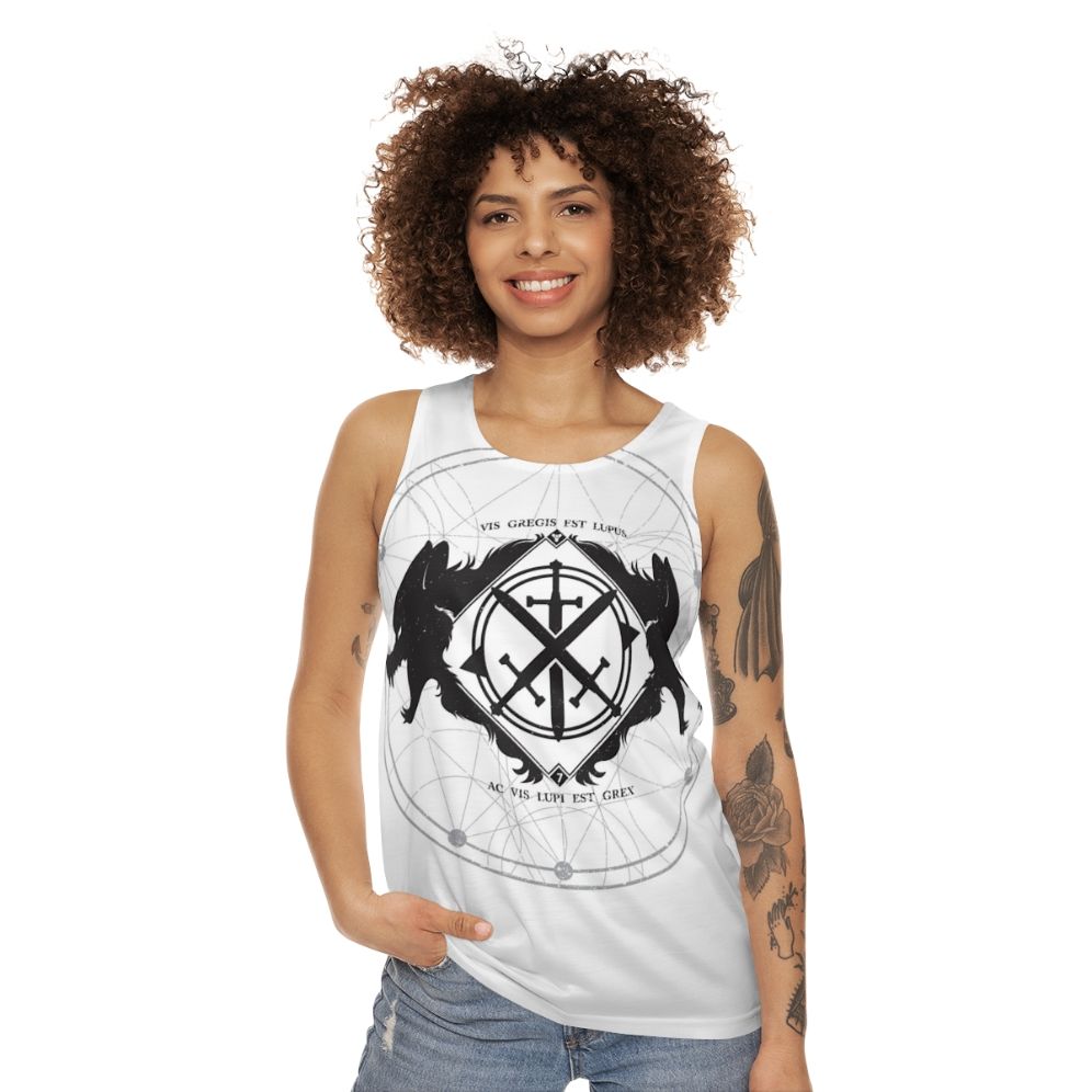 Unisex Tank Top with Minimalist Wolf Design for Destiny Fans - women