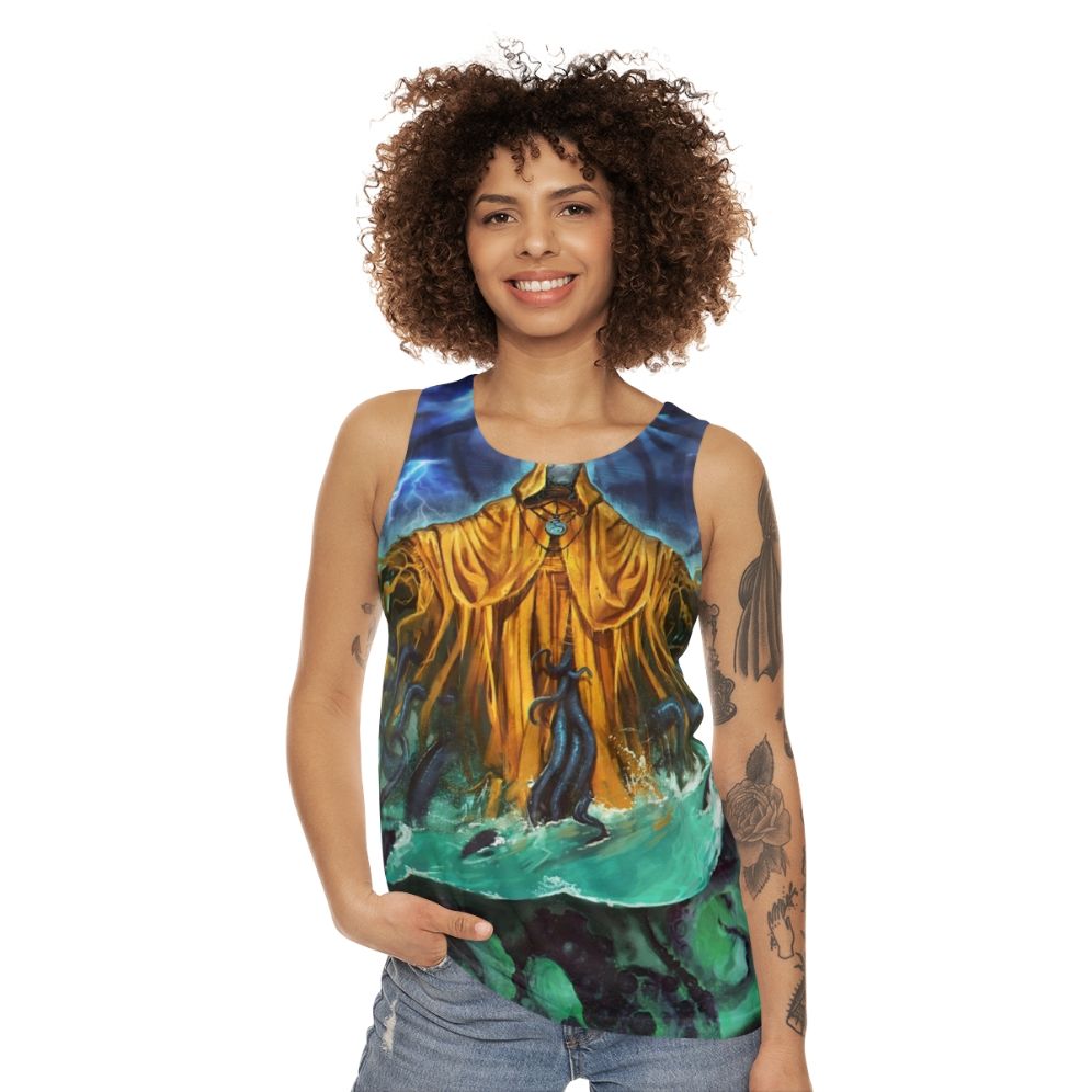 Unisex tank top with Lovecraft horror design - women