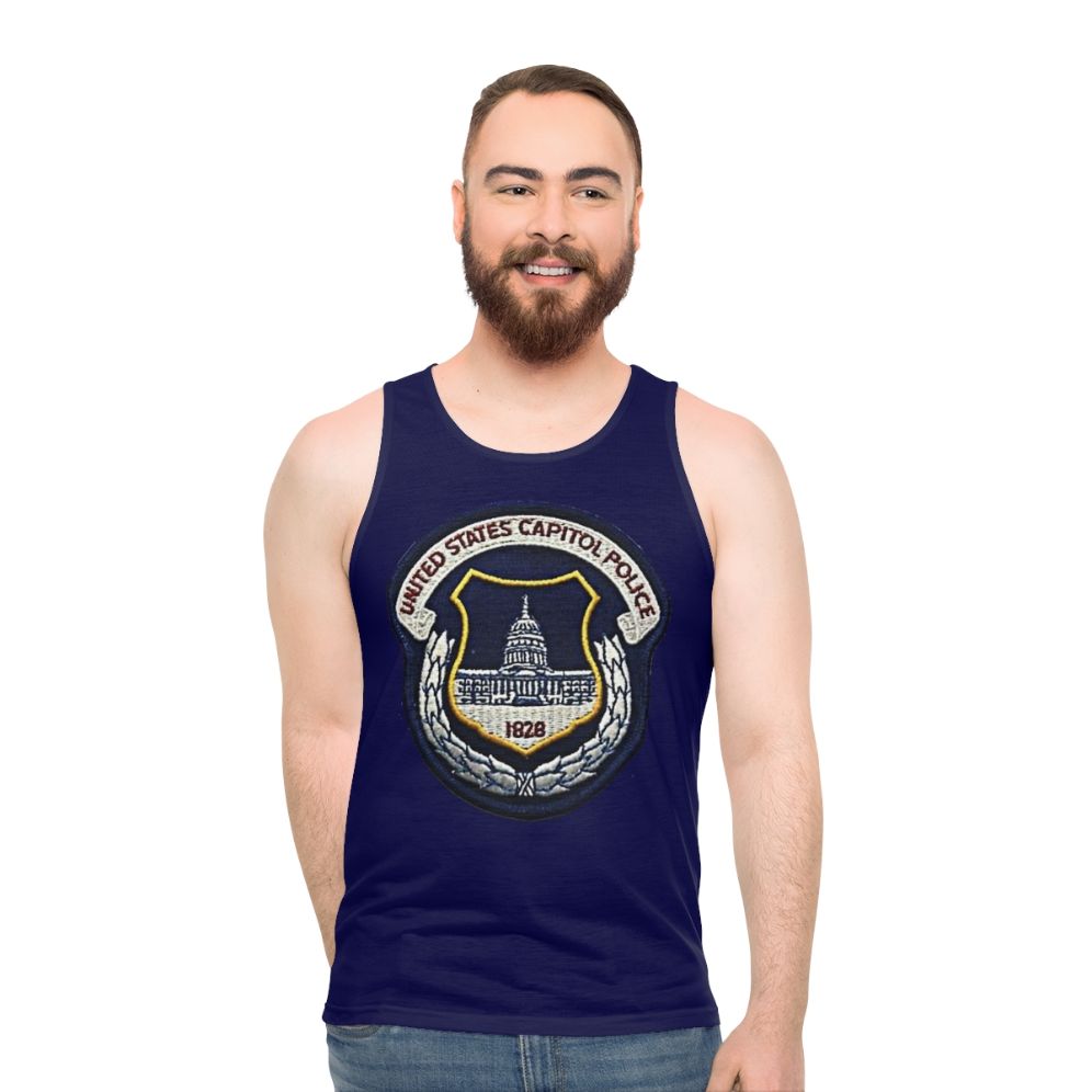 US Capitol Police Unisex Tank Top with Capitol Building Graphic - men