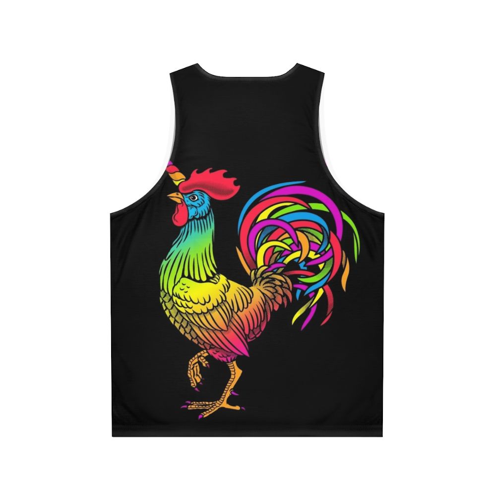 Colorful unicorn and chicken print unisex tank top - Back