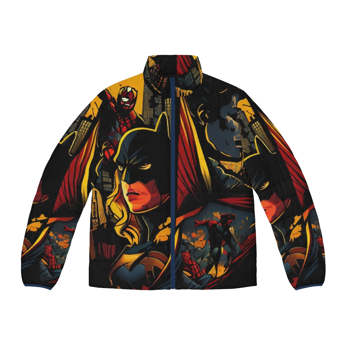 Superhero puffer jacket with iconic superhero design