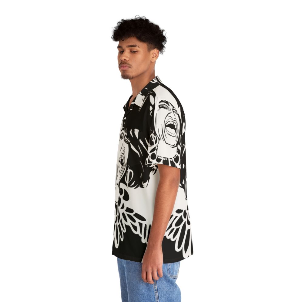 Ceila Cruz inspired Hawaiian shirt featuring an abstract black and white portrait - People Left