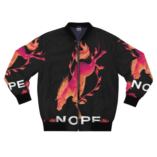 Nope movie-inspired bomber jacket with horror and sci-fi elements