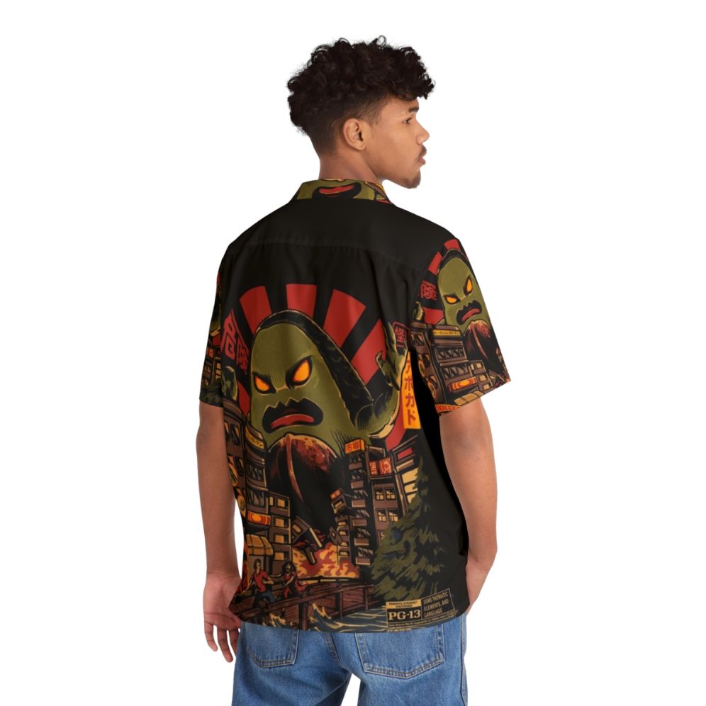 Avokiller Hawaiian Shirt with Avocado and Kaiju Monster Print - People Back