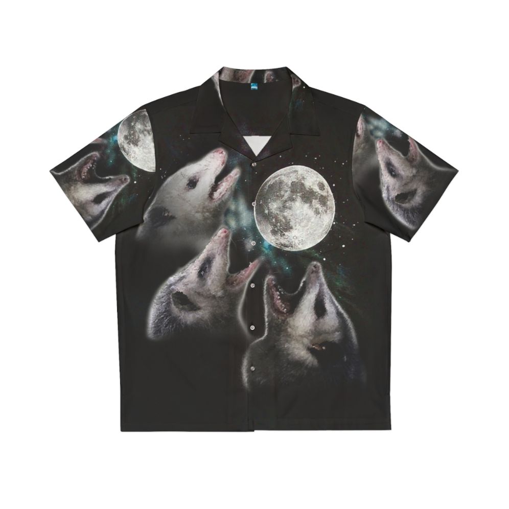 3 Opossum Moon Hawaiian Shirt with Tropical Opossum Print