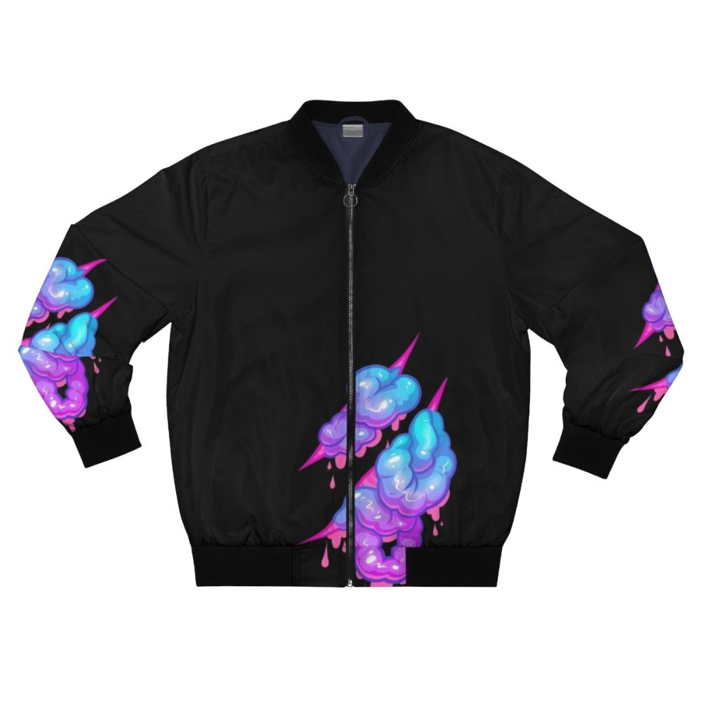 Pastel goth style inside-out bomber jacket with candy gore details