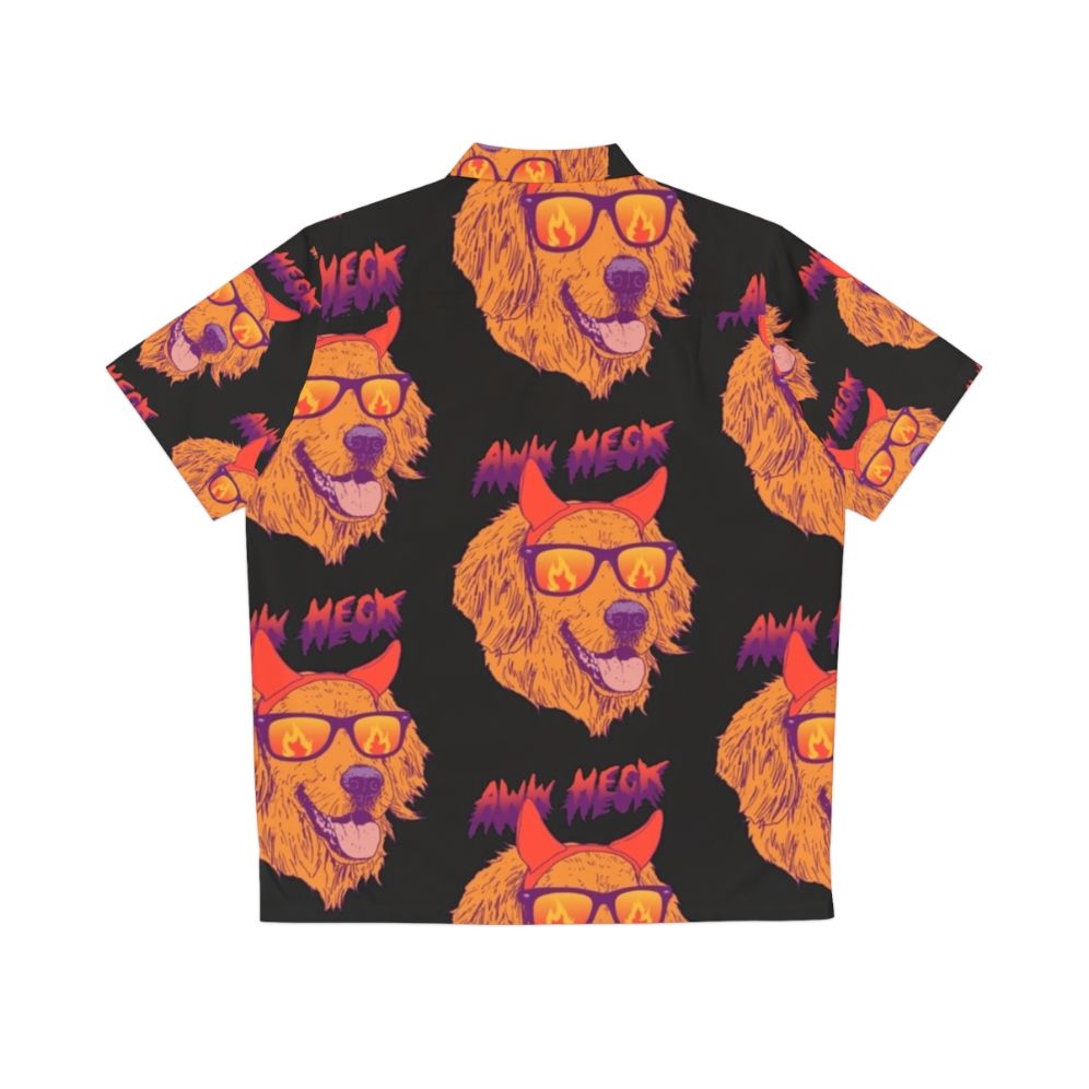 Retro Hawaiian shirt with golden retriever graphic - Back