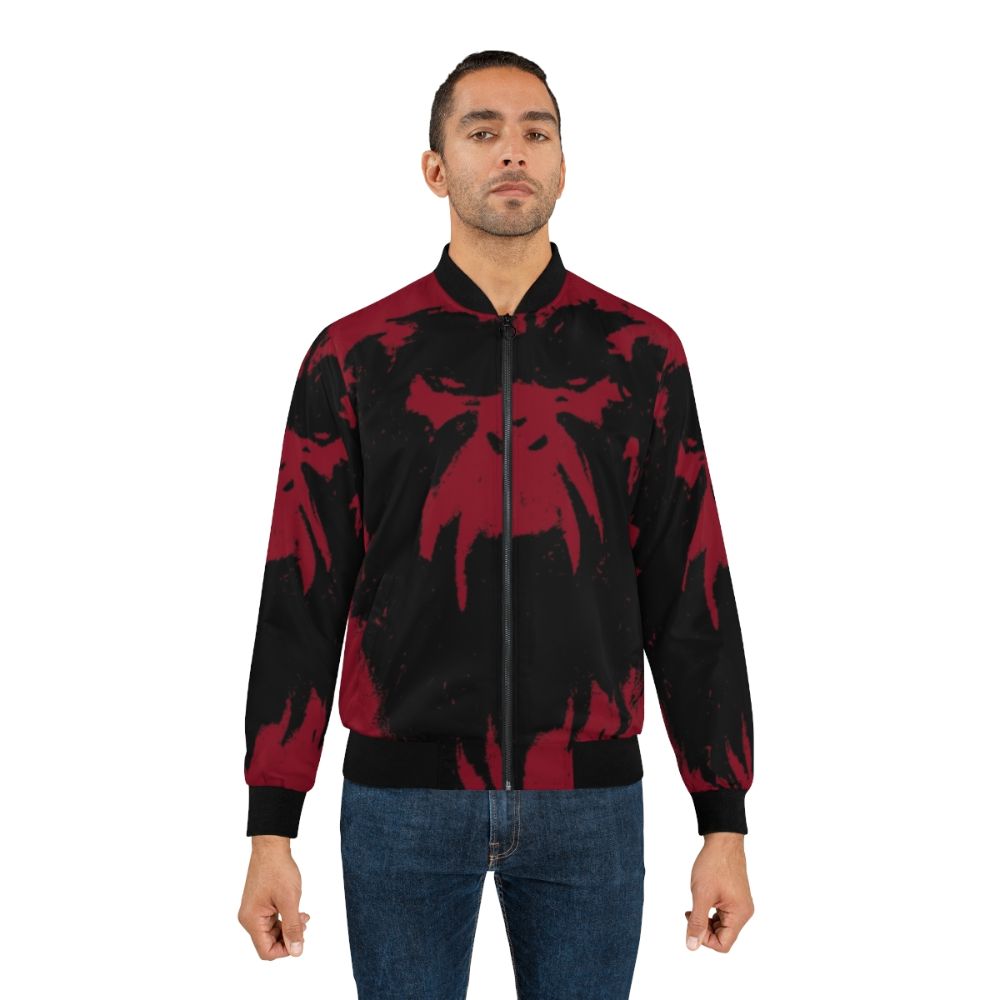 12 Monkeys Terry Gilliam Black Bomber Jacket with Wall Drawing Design - Lifestyle