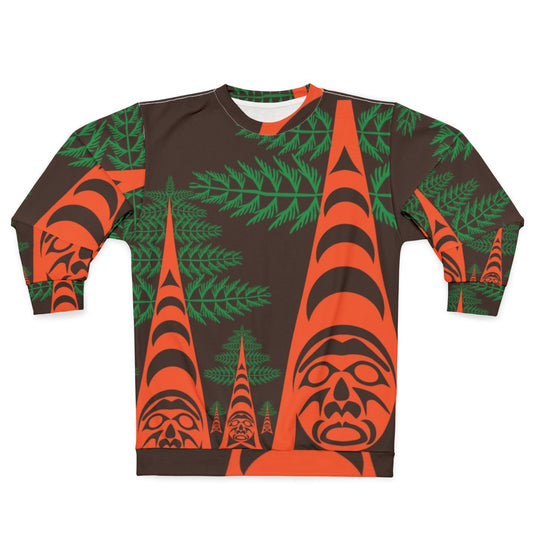 Cedar Forest Sweatshirt with Native Art and Tribal Design