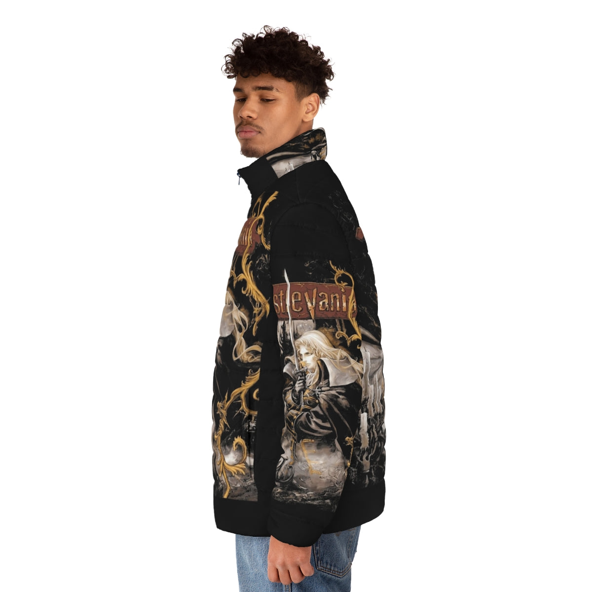 Castlevania Symphony Of The Night puffer jacket featuring retro gaming inspired design - men side left