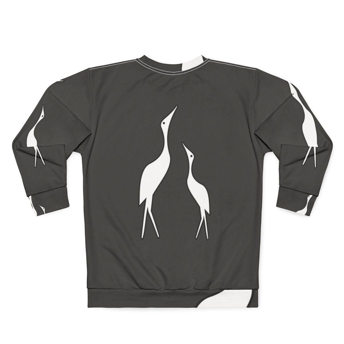 Colorful abstract sweatshirt design featuring a crane, a legendary animal, in a nature setting - Back