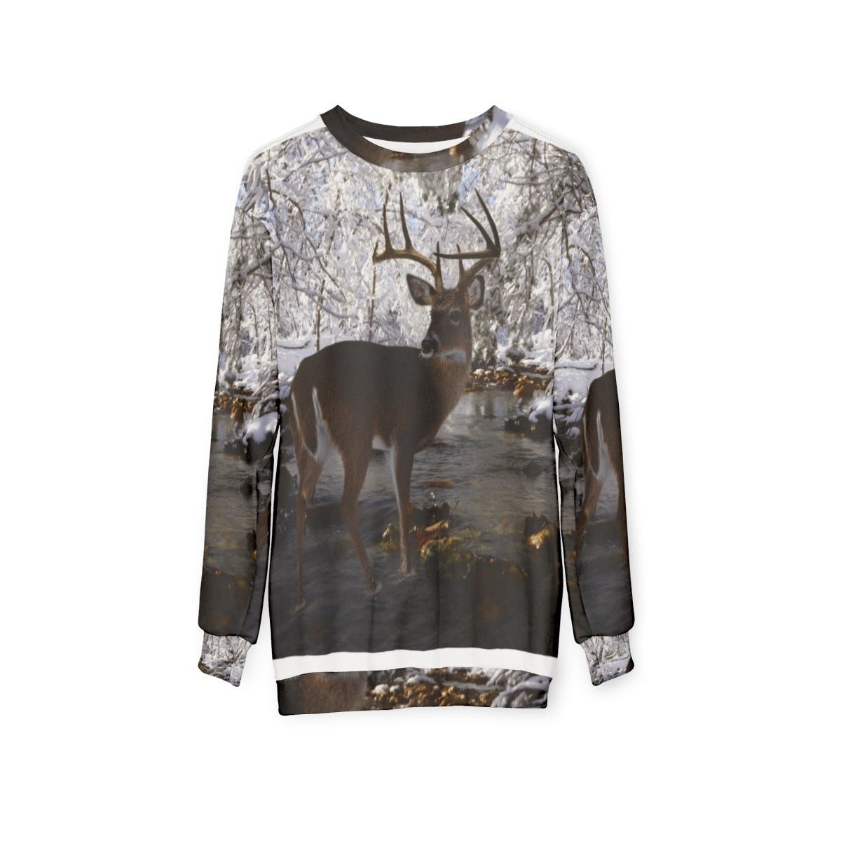 Winter Whitetail Deer Sweatshirt - hanging