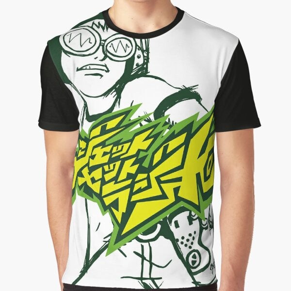 Retro Jet Set Radio graphic t-shirt with pixel beat design