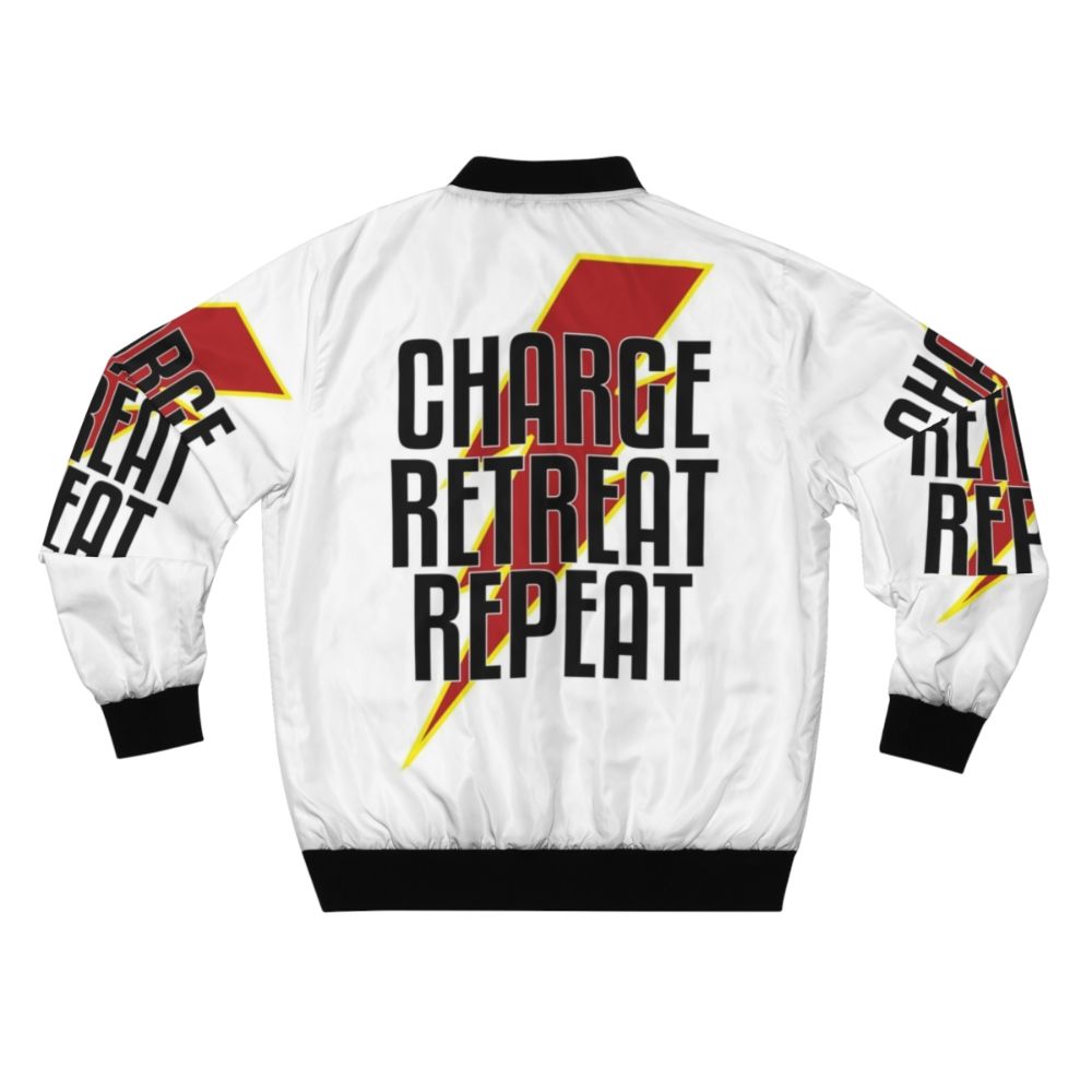 White lightning bomber jacket with warhammer space marines design - Back