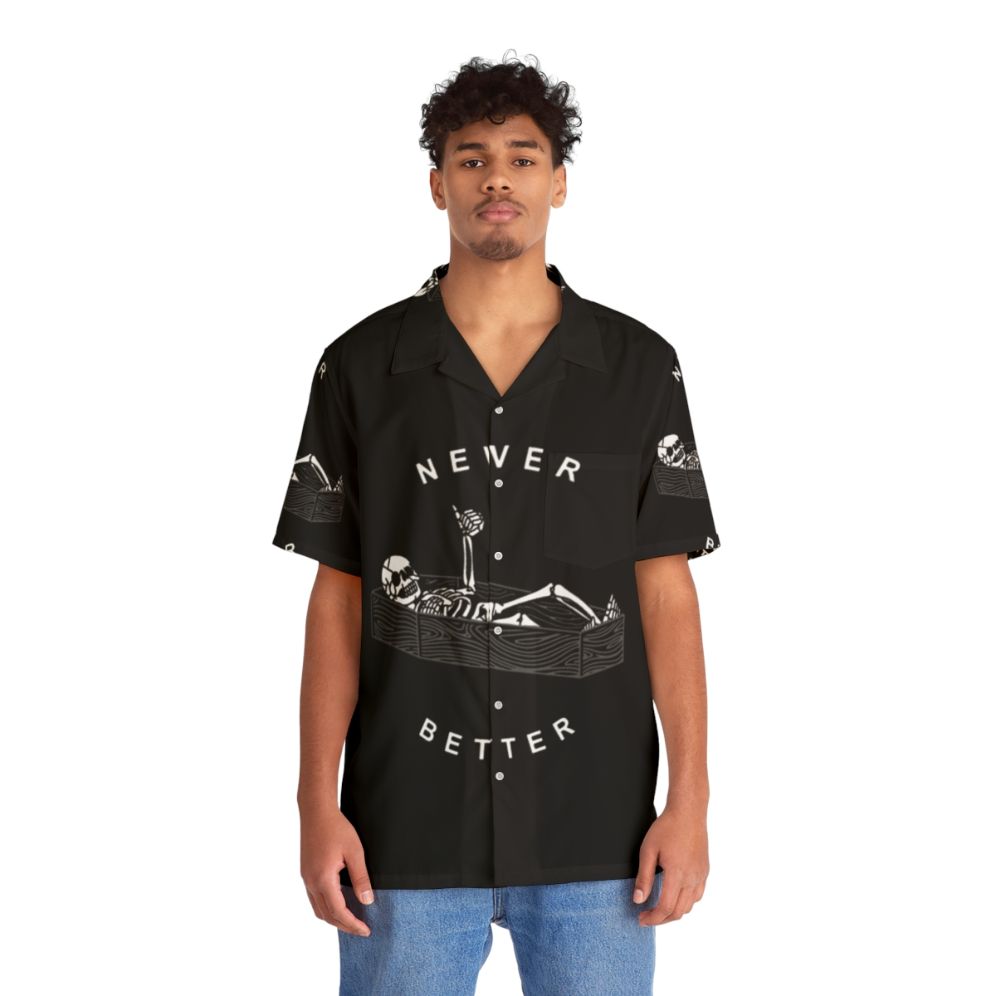 Skeleton and Coffin Design Hawaiian Shirt - People Front