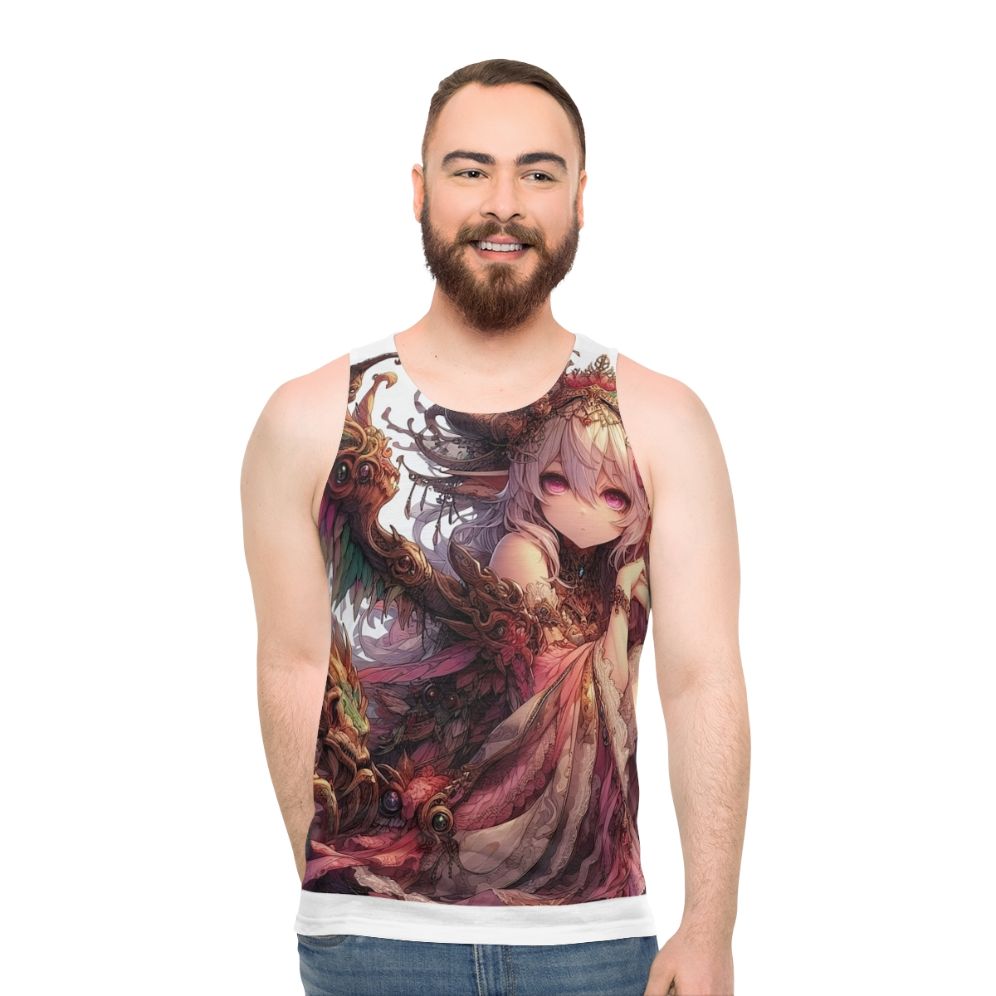 Unisex anime-inspired tank top featuring a beautiful anime girl - men