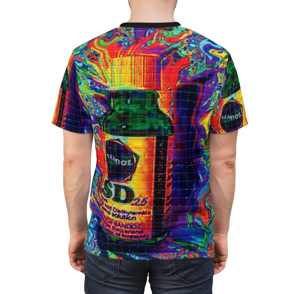 Psychedelic blotter art design t-shirt for tripping and altered states - men back