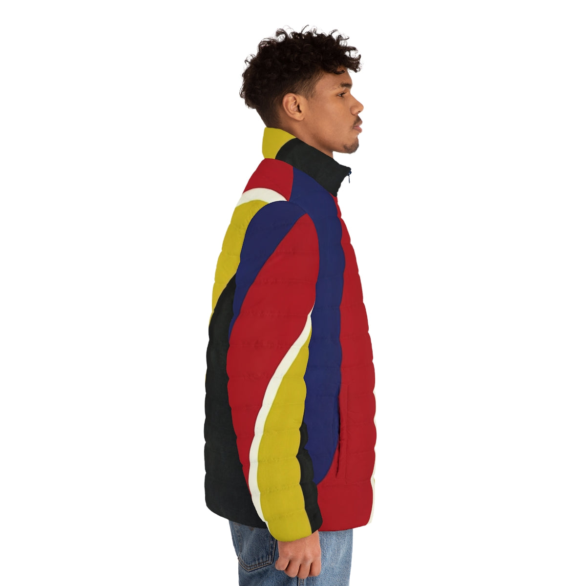 Thomas Downing Red Span 1964 Puffer Jacket featuring abstract art and geometric patterns - men side right