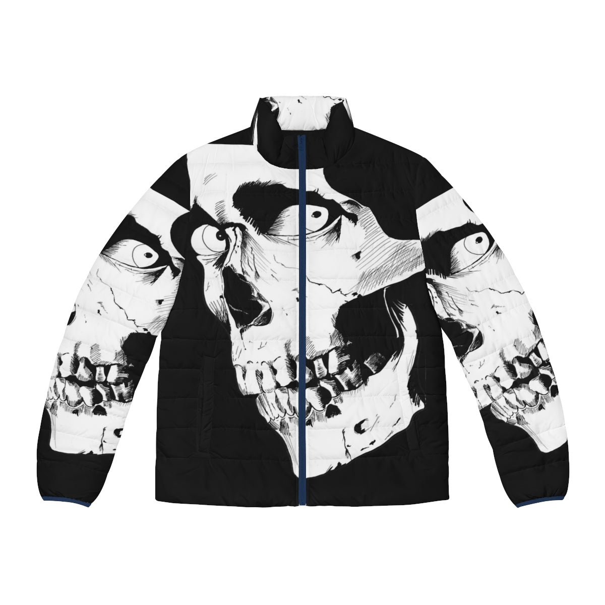 Evil Dead Skull Puffer Jacket featuring a spooky skull design for horror fans