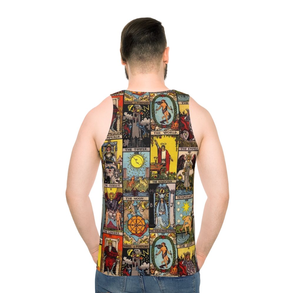 Unisex tank top featuring the Major Arcana of the Tarot - men back