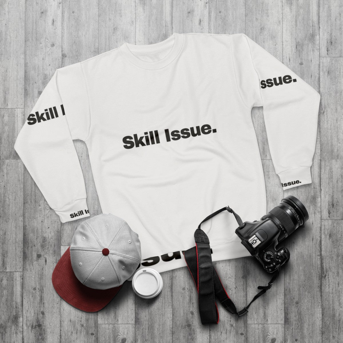 "Skill Issue Gaming Sweatshirt for Gamers and Video Game Enthusiasts" - flat lay