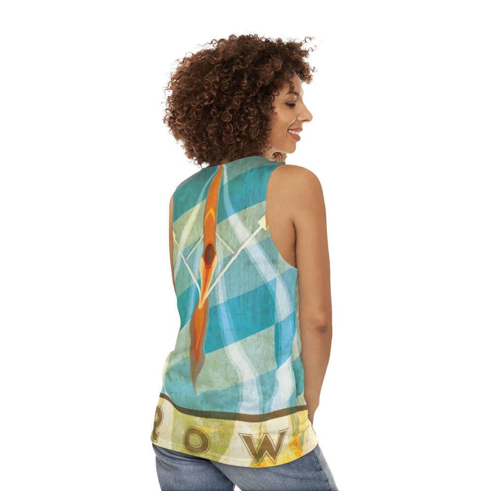 Sculling unisex tank top - women back