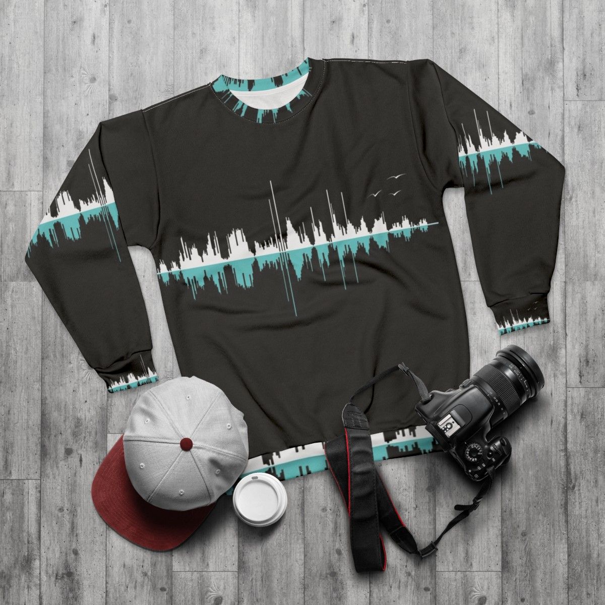 Music City Black Soundwave Sweatshirt - flat lay