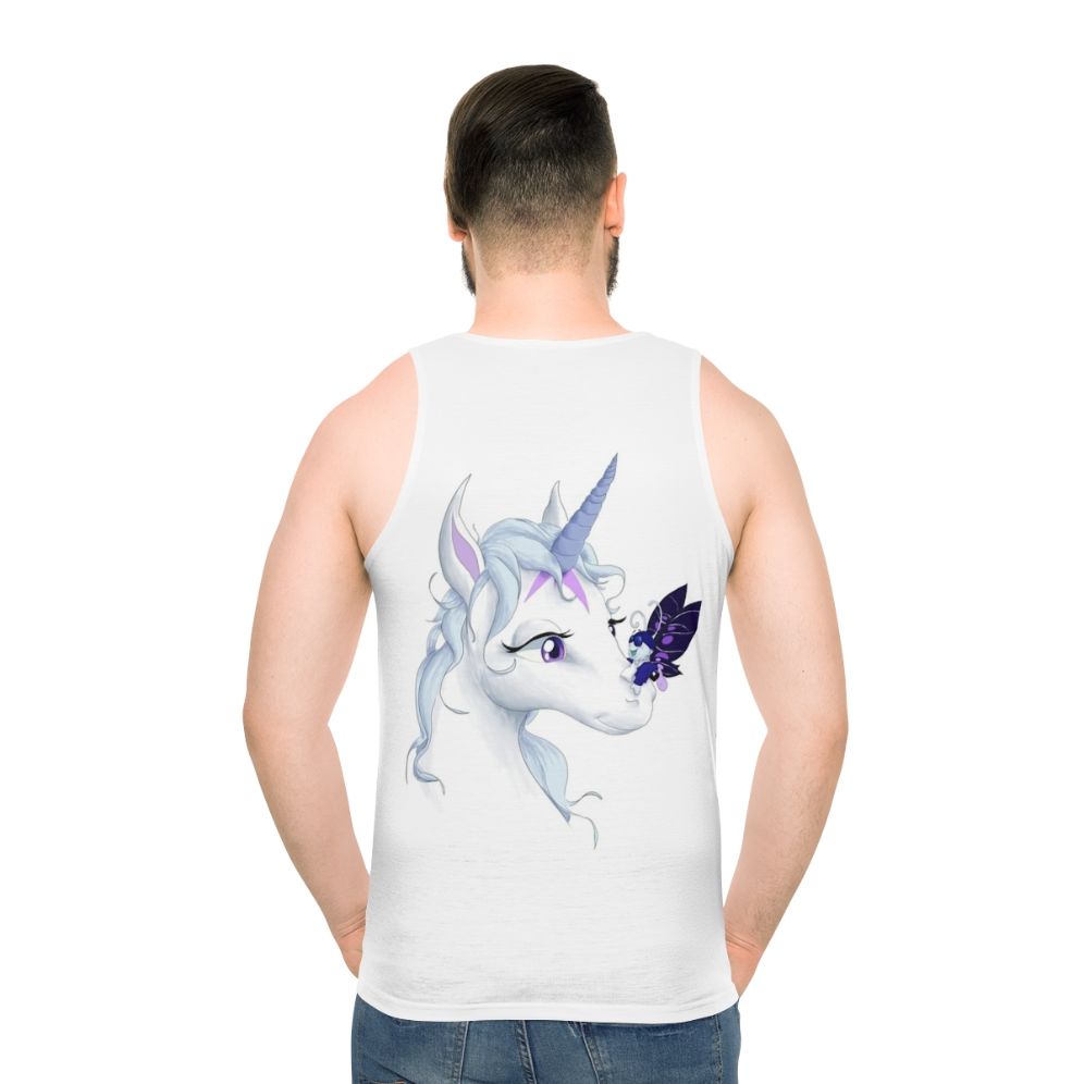 The Last Unicorn Unisex Tank Top with Magical Unicorn Design - men back