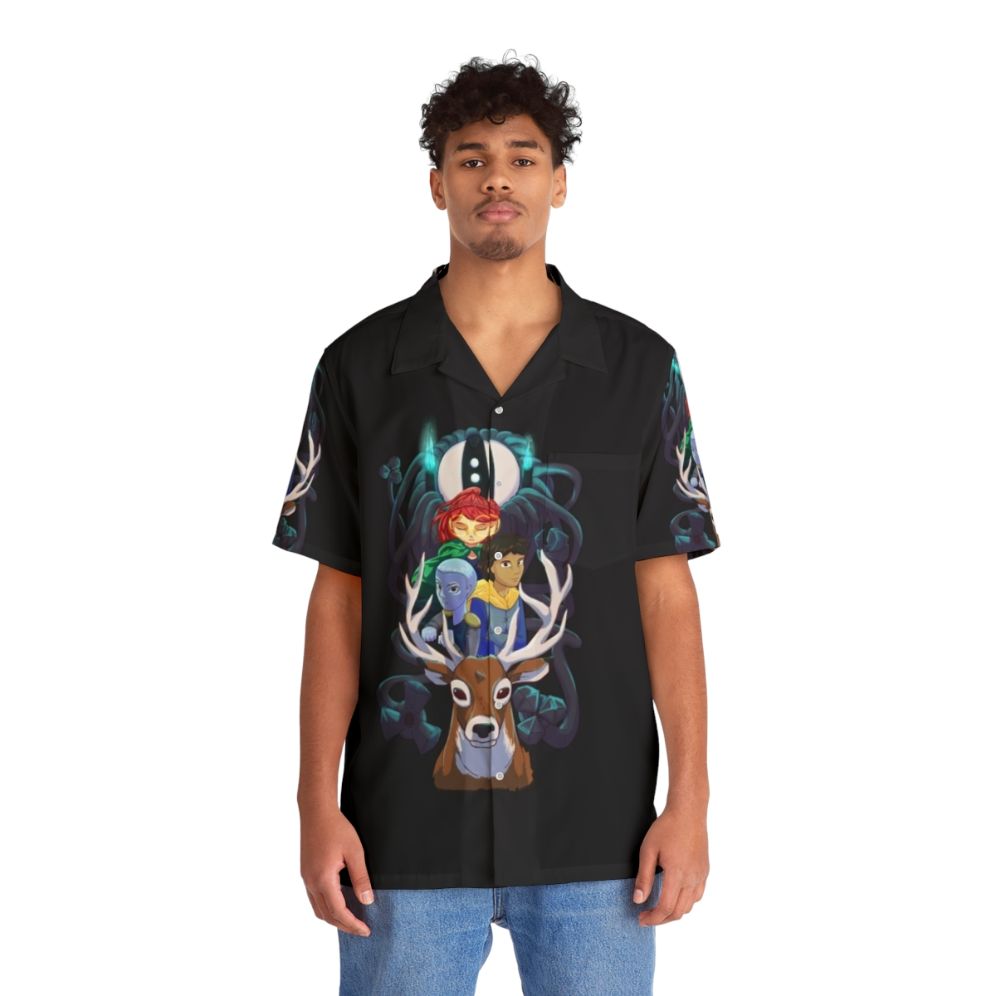 Infinity Train Fantasy Hawaiian Shirt featuring cartoon characters from the Cartoon Network series - People Front