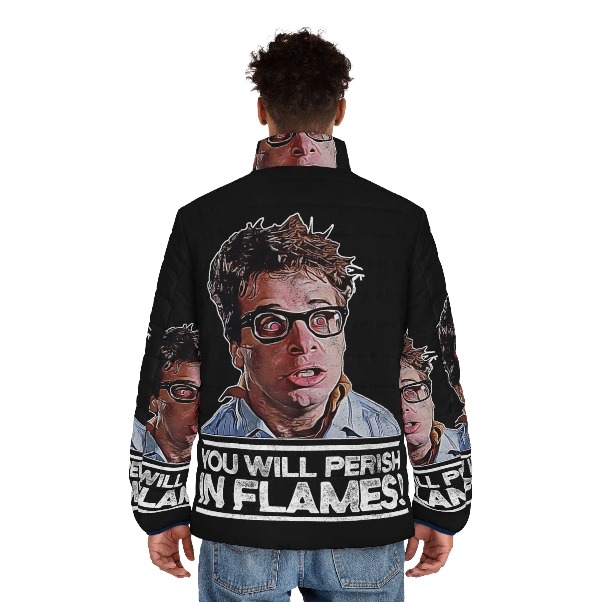 Possessed "You Will Perish in Flames" Puffer Jacket - men back