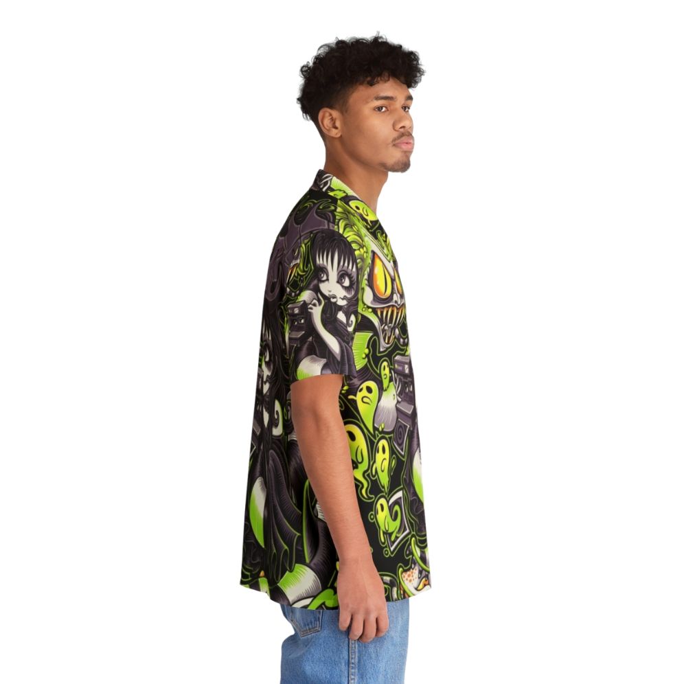 Strange and Unusual Gothic Hawaiian Shirt with Spooky Motifs - People Pight