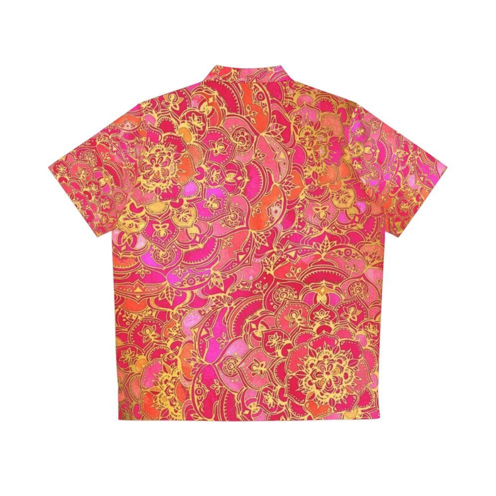 Vibrant metallic floral pattern Hawaiian shirt - Back