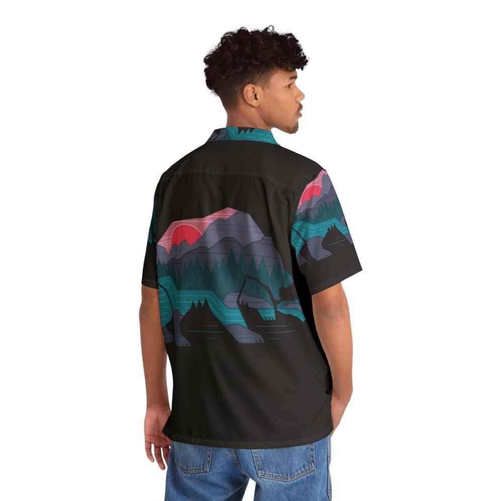 Bear Country Hawaiian Shirt with Minimalist Bear Wildlife Design - People Back