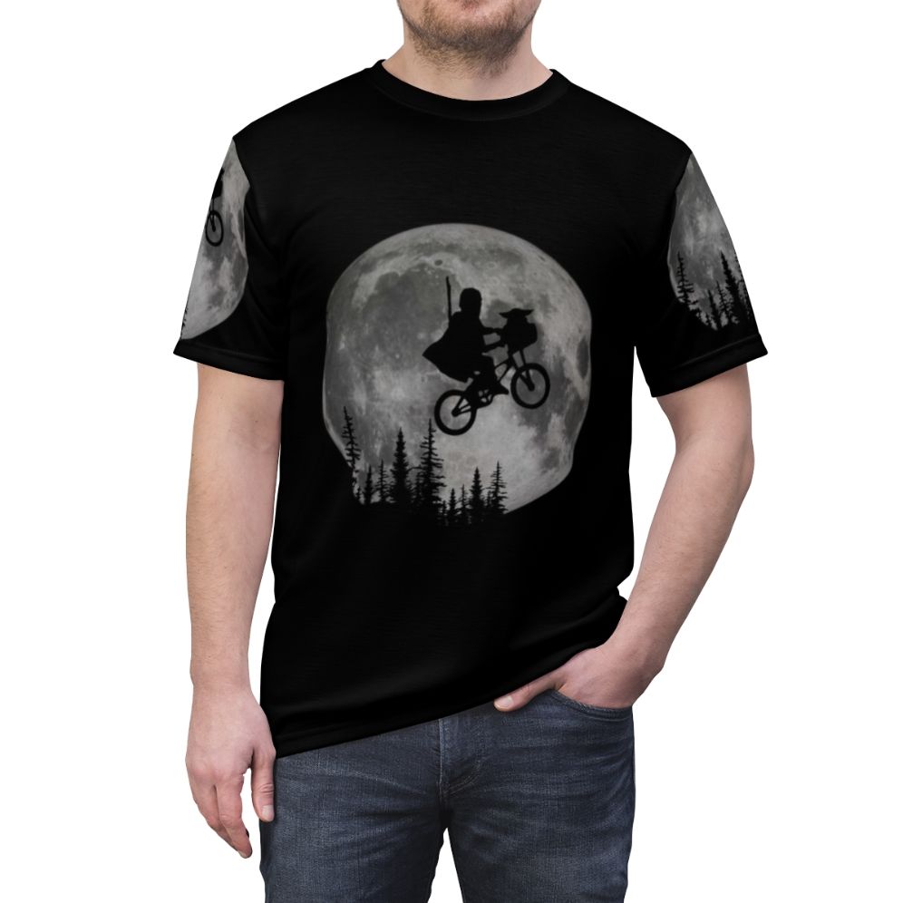 Retro t-shirt featuring a vintage-inspired design inspired by the classic movie E.T. the Extra-Terrestrial - men front