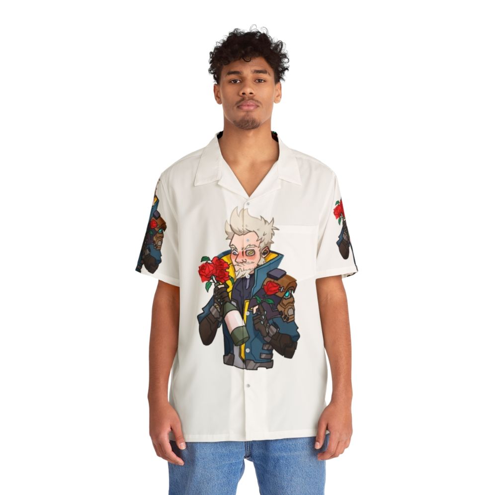 Borderlands Zane Hawaiian Shirt - Vibrant tropical pattern design featuring Borderlands 3 character Zane - People Front