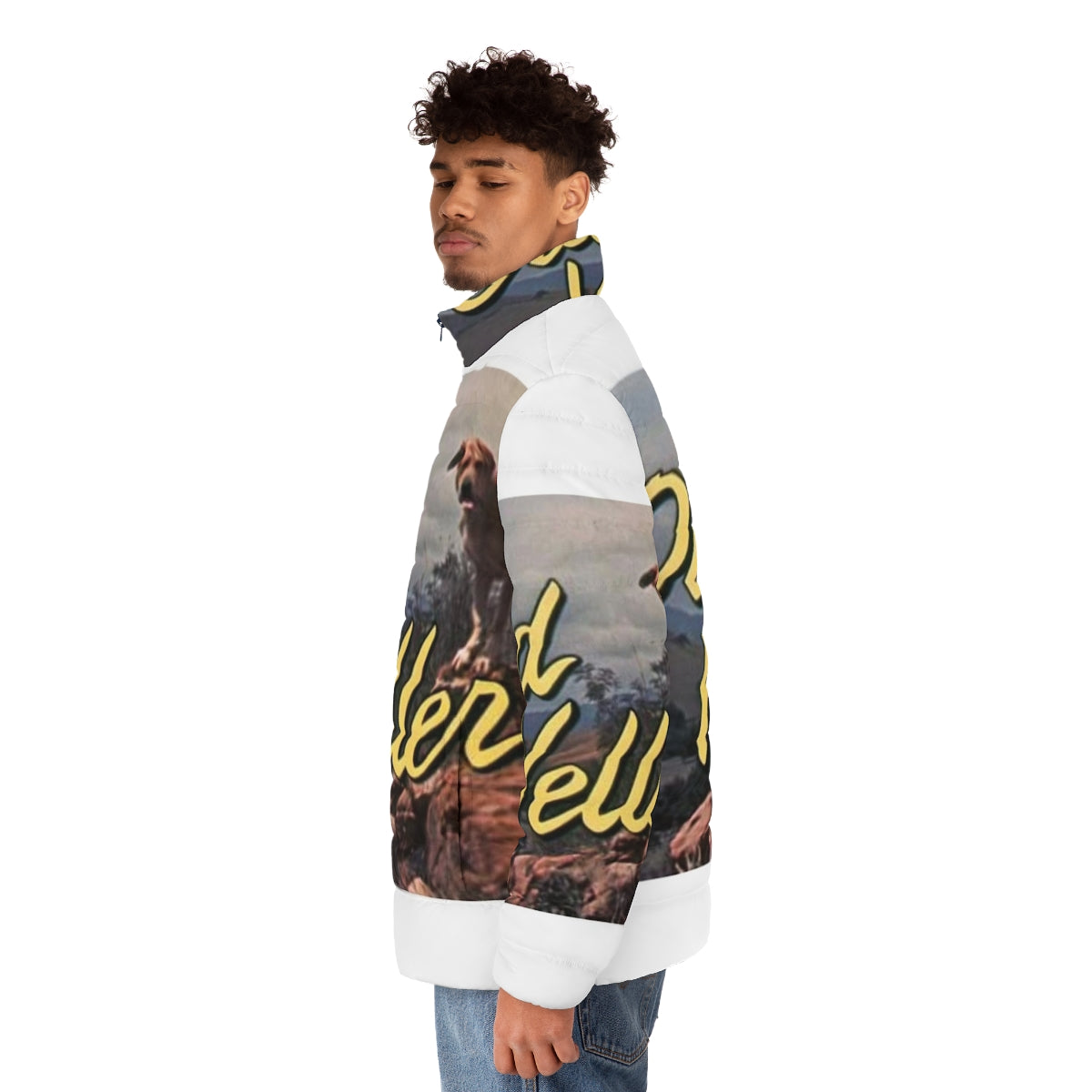 Old Yeller puffer jacket featuring a stylish and unique design - men side left