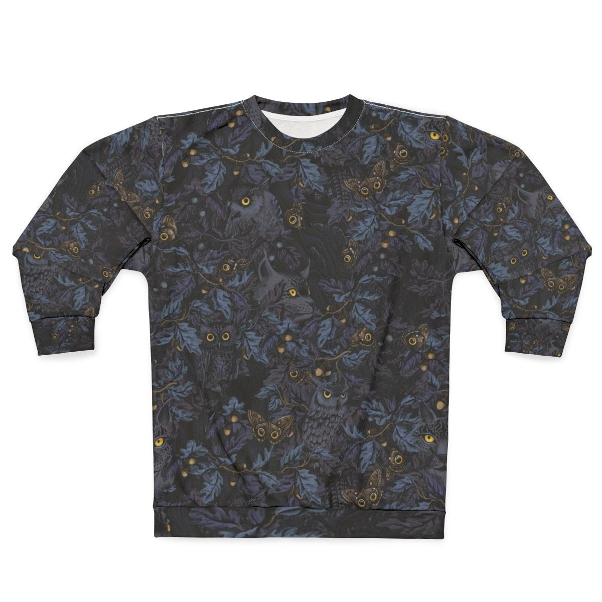 Moonlight blue sweatshirt with autumn leaves and camouflage pattern