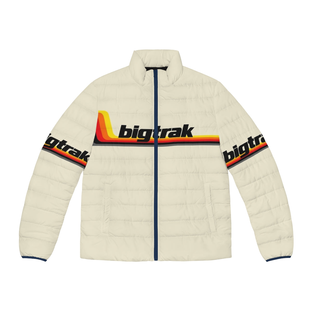 1980s Bigtrak Puffer Jacket featuring retro Milton Bradley robot tank toy design