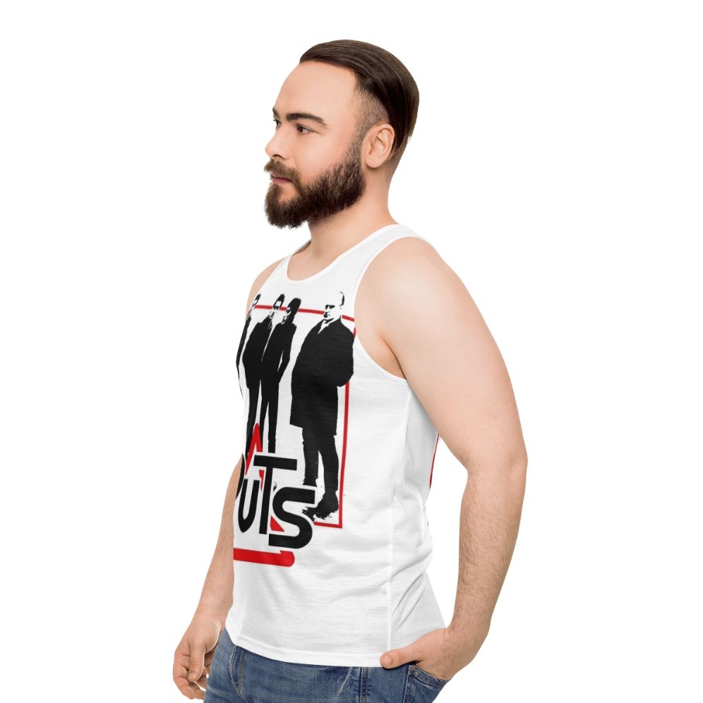 Unisex punk rock tank top featuring The Ruts band logo - men side