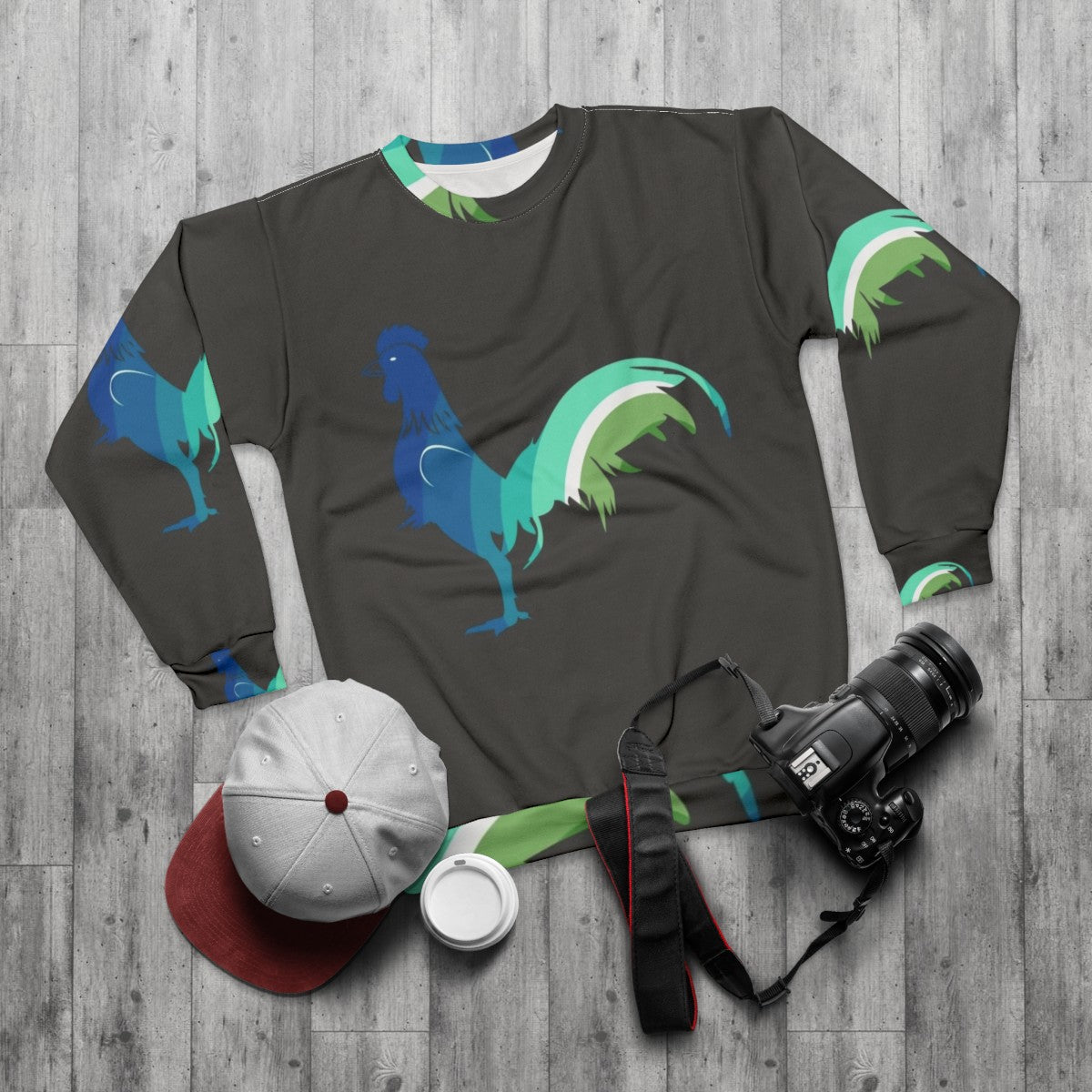 Legendary Cockerall Animal Art Sweatshirt - flat lay