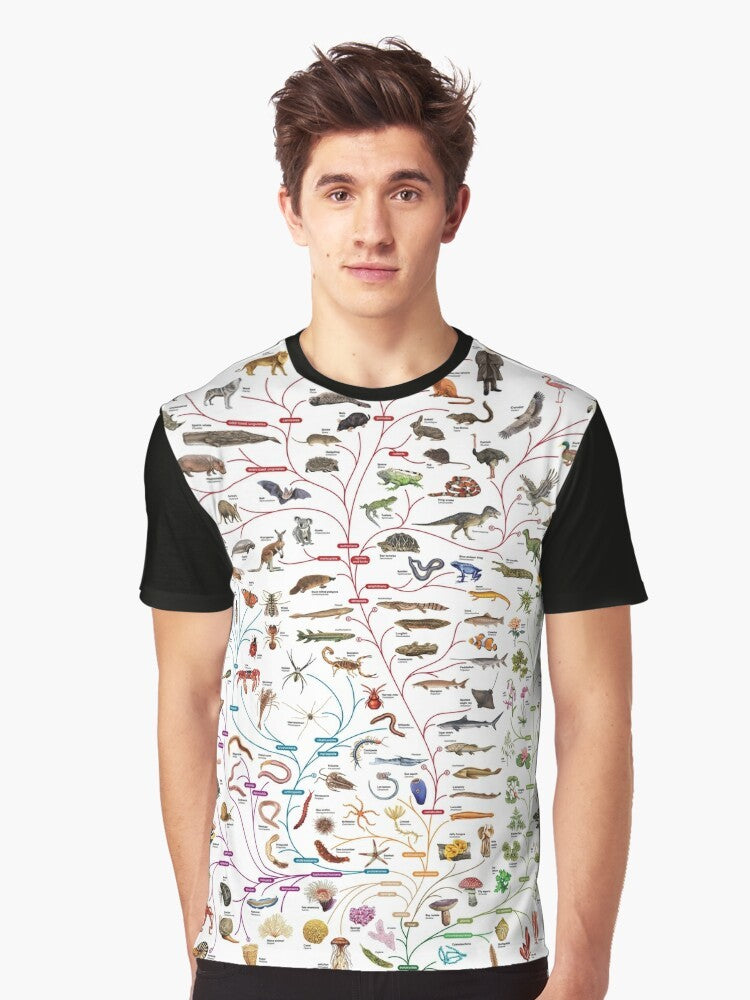 Darwinian evolution tree of life graphic on t-shirt - Men