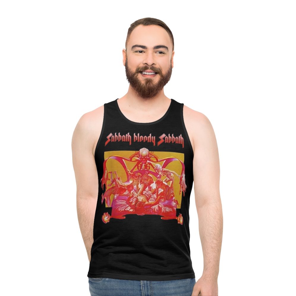 Black bloody unisex heavy metal tank top - men