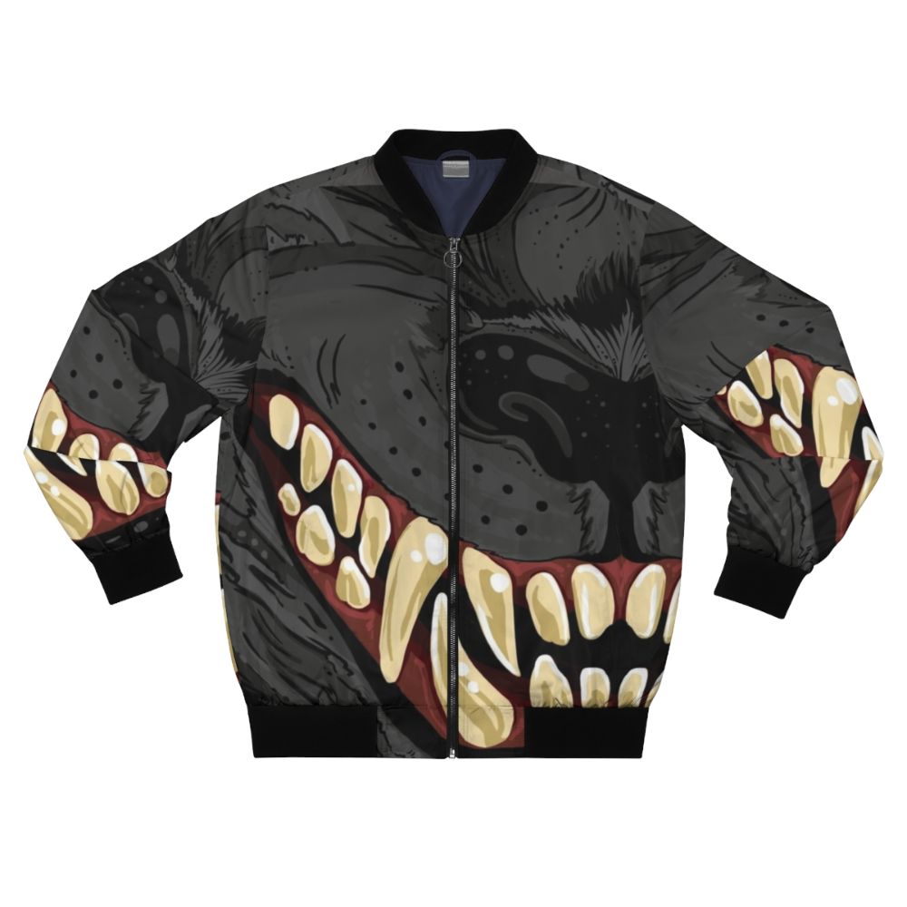 Werewolf snarl bomber jacket with fangs and mouth